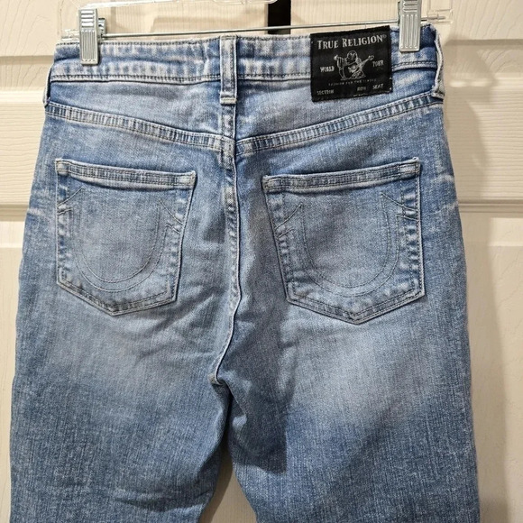 True Religion Margot Jeans Women's High Rise Cropped Mini Boot‎ Size 25 Raw Hem - Picture 4 of 11